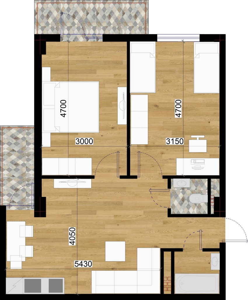 2-xonali xonadon 67.22 m²  5/7 qavat | O'ZBEGIM Turar-joy majmuasi