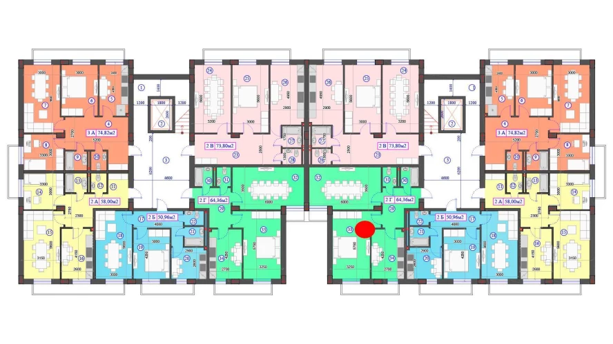 2-комнатная квартира 64.36 м²  0/0 этаж