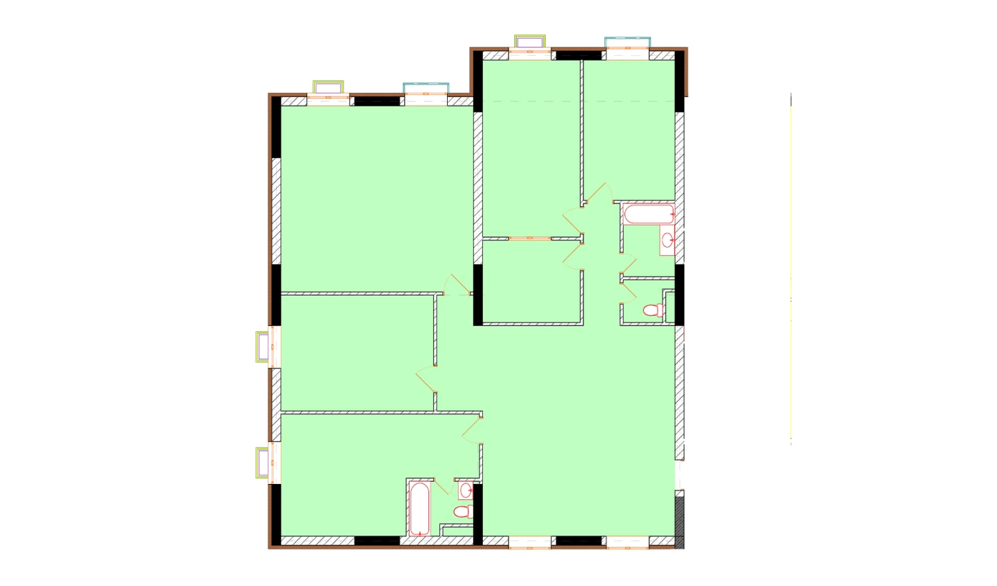 5-комнатная квартира 191.3 м²  2/2 этаж