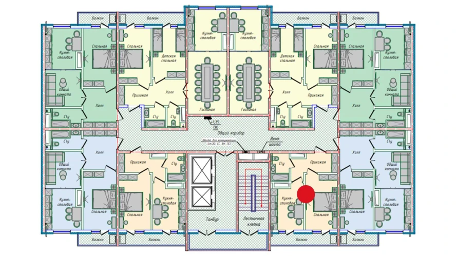 1-xonali xonadon 35.73 m²  14/14 qavat