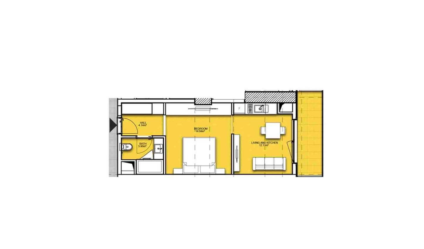 2-xonali xonadon 41.01 m²  5/5 qavat