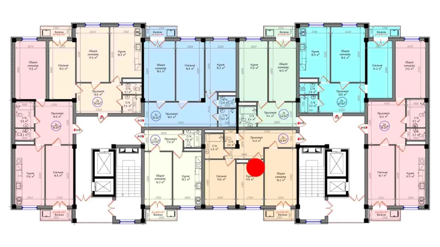 2-комнатная квартира 66 м²  4/4 этаж