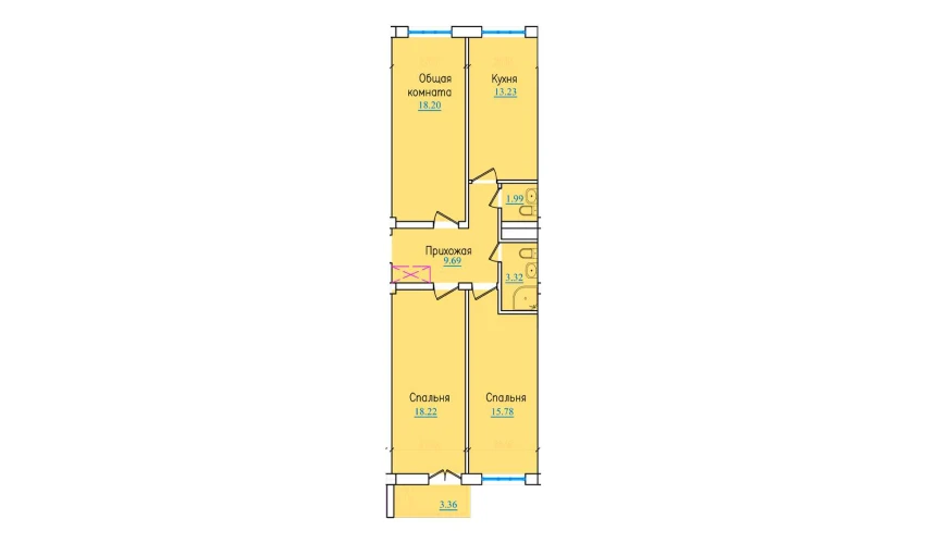 3-комнатная квартира 83.79 м²  9/9 этаж | Жилой комплекс PROVANS