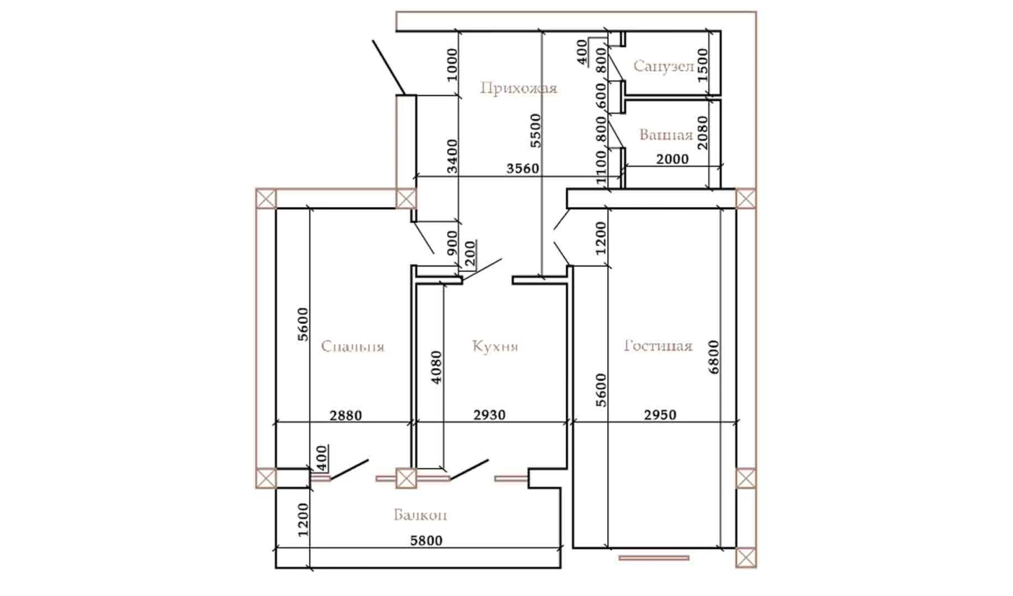 2-комнатная квартира 97.15 м²  4/4 этаж