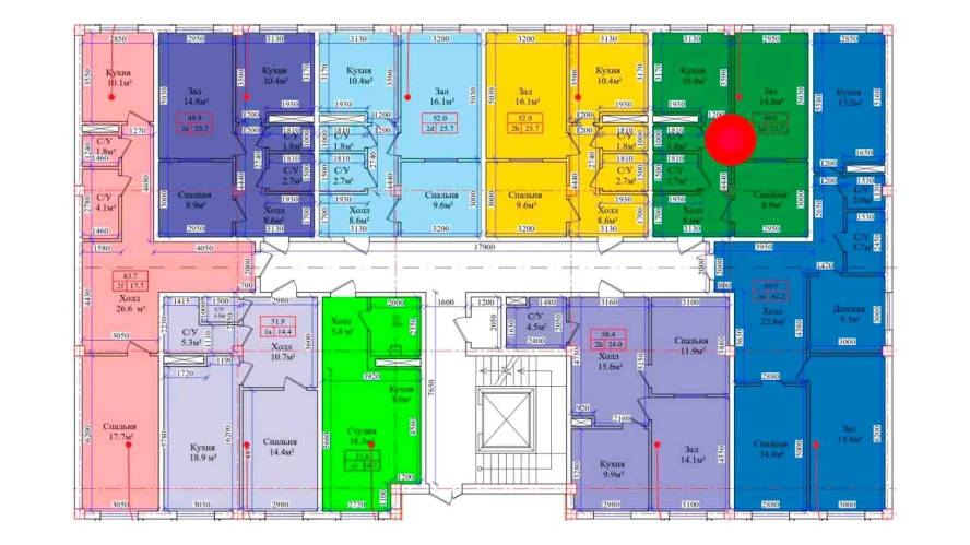 2-комнатная квартира 49.9 м²  1/1 этаж