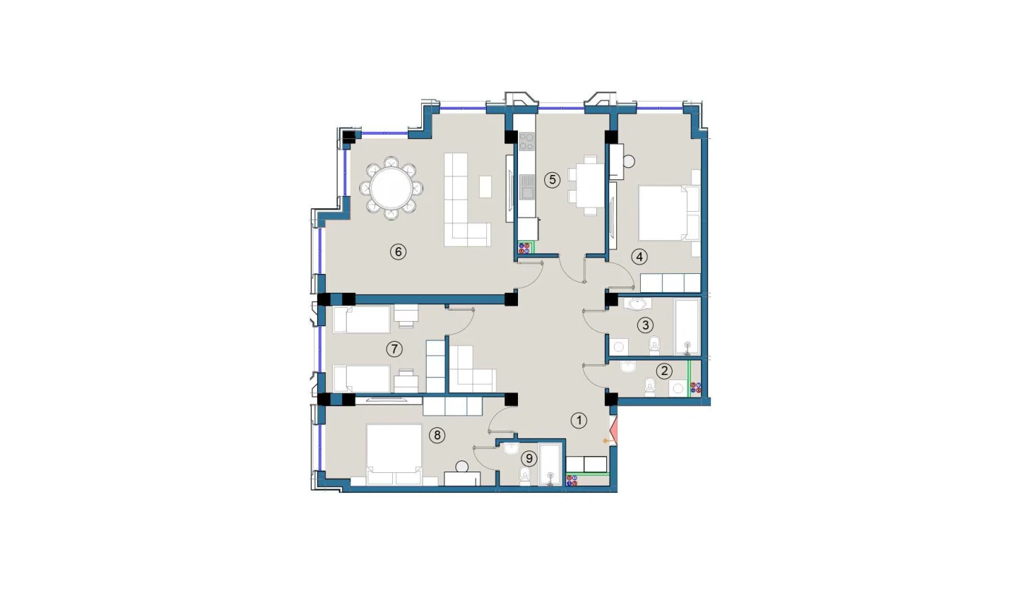 4-xonali xonadon 129 m²  2/2 qavat