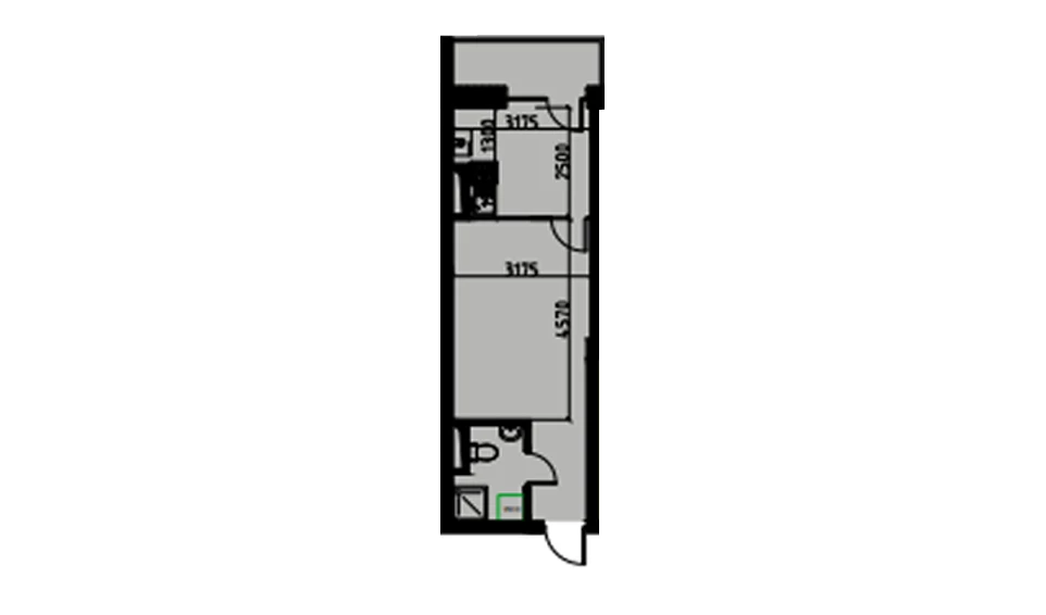 1-xonali xonadon 29.24 m²  6/6 qavat