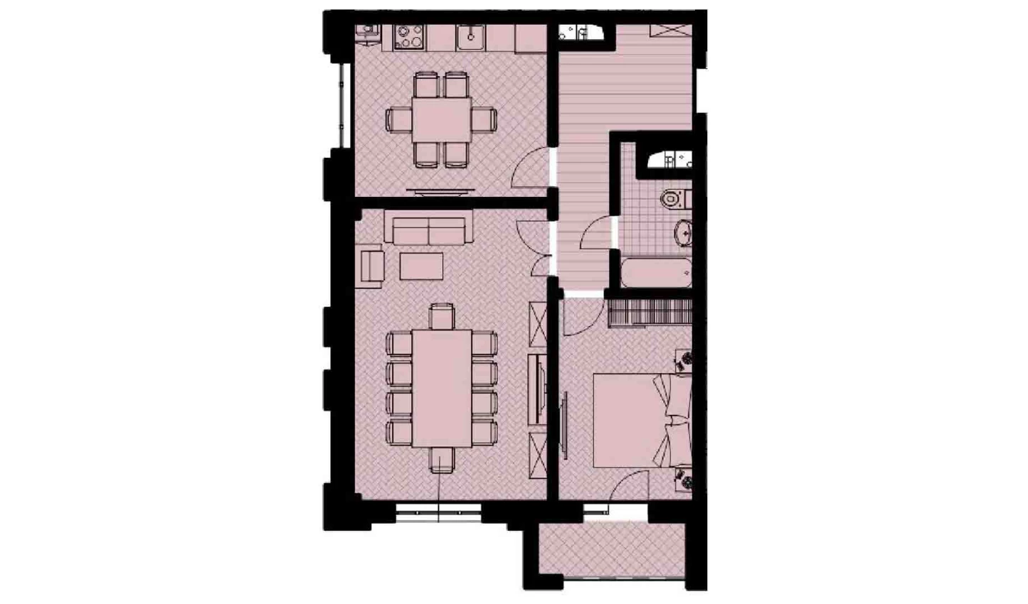 2-xonali xonadon 65.93 m²  5/5 qavat