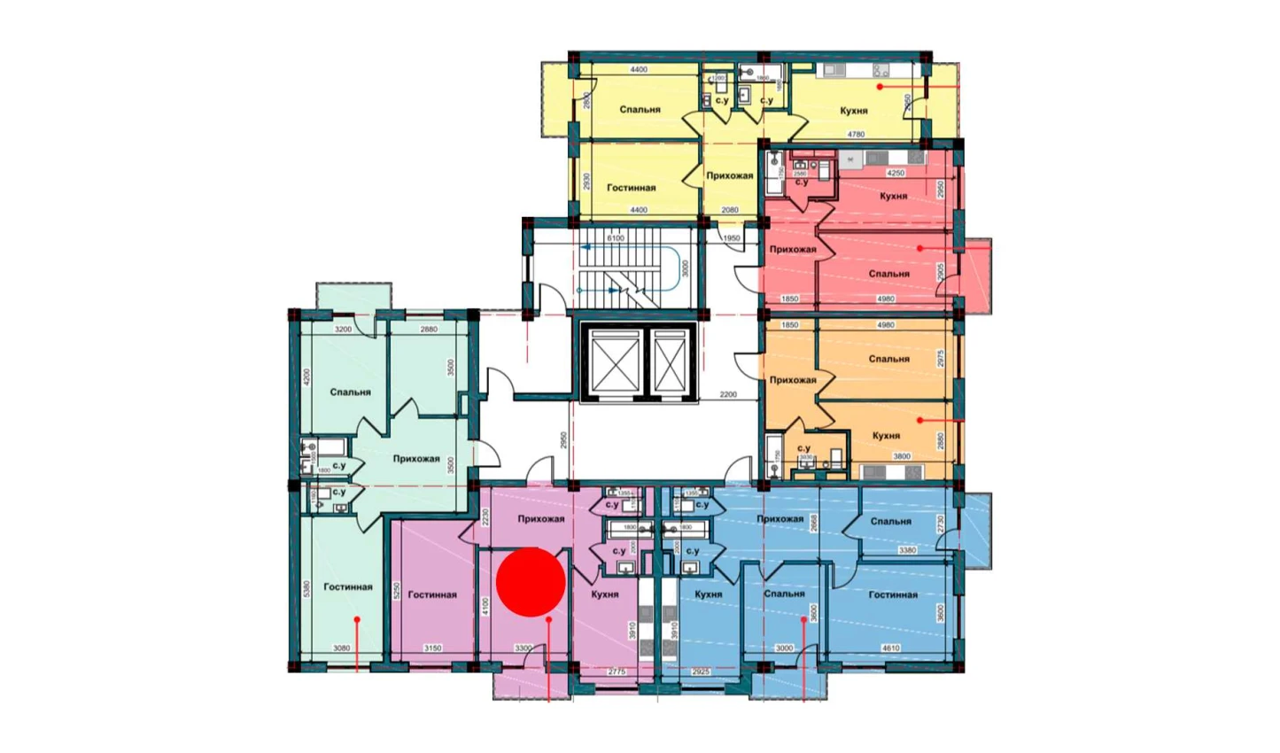 2-комнатная квартира 63.8 м²  6/6 этаж