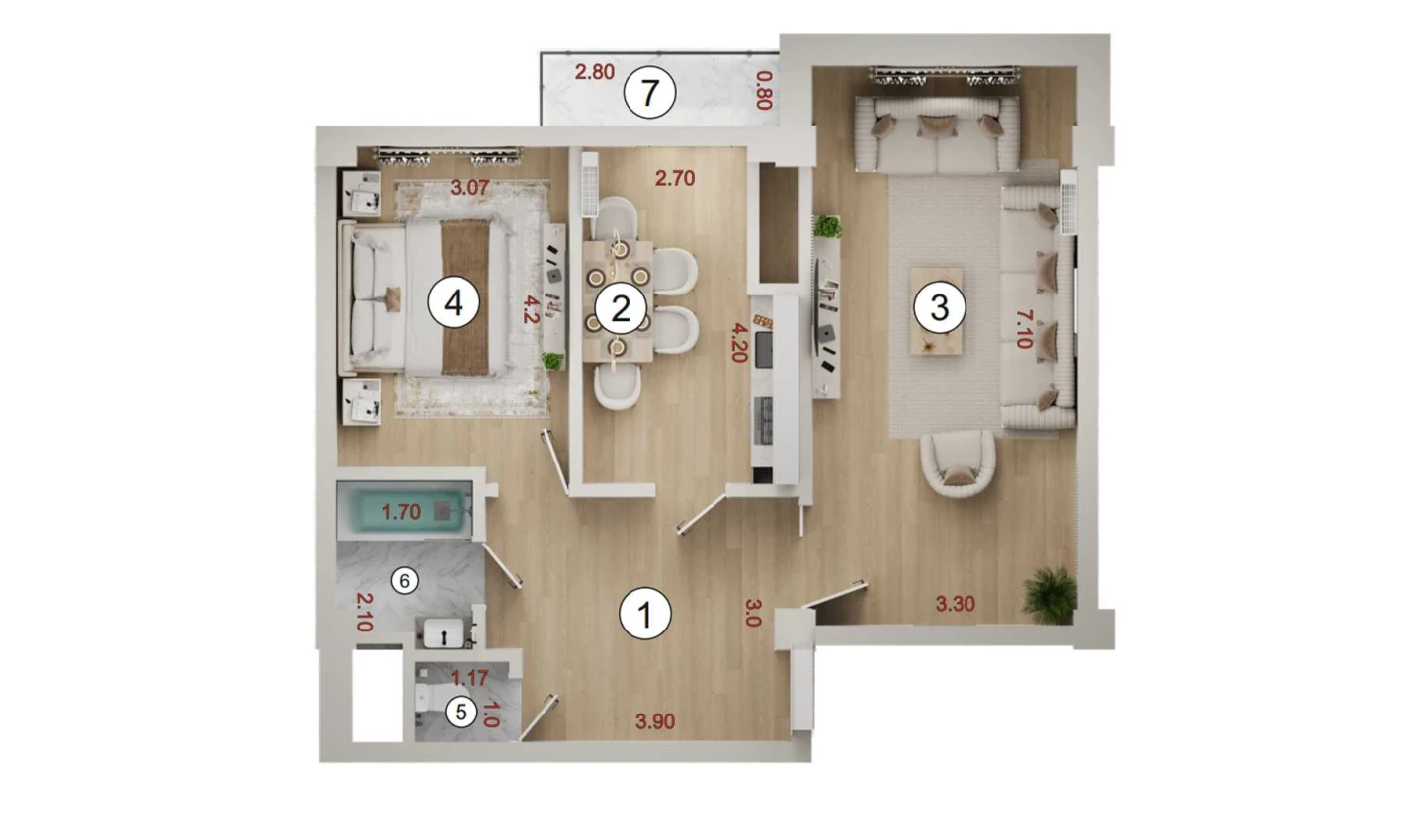 2-комнатная квартира 63.2 м²  16/16 этаж