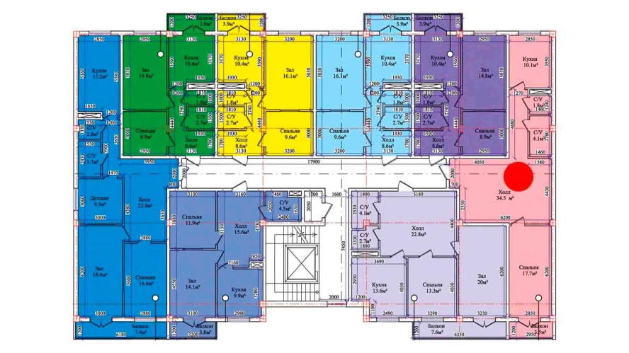 2-xonali xonadon 70.6 m²  6/6 qavat