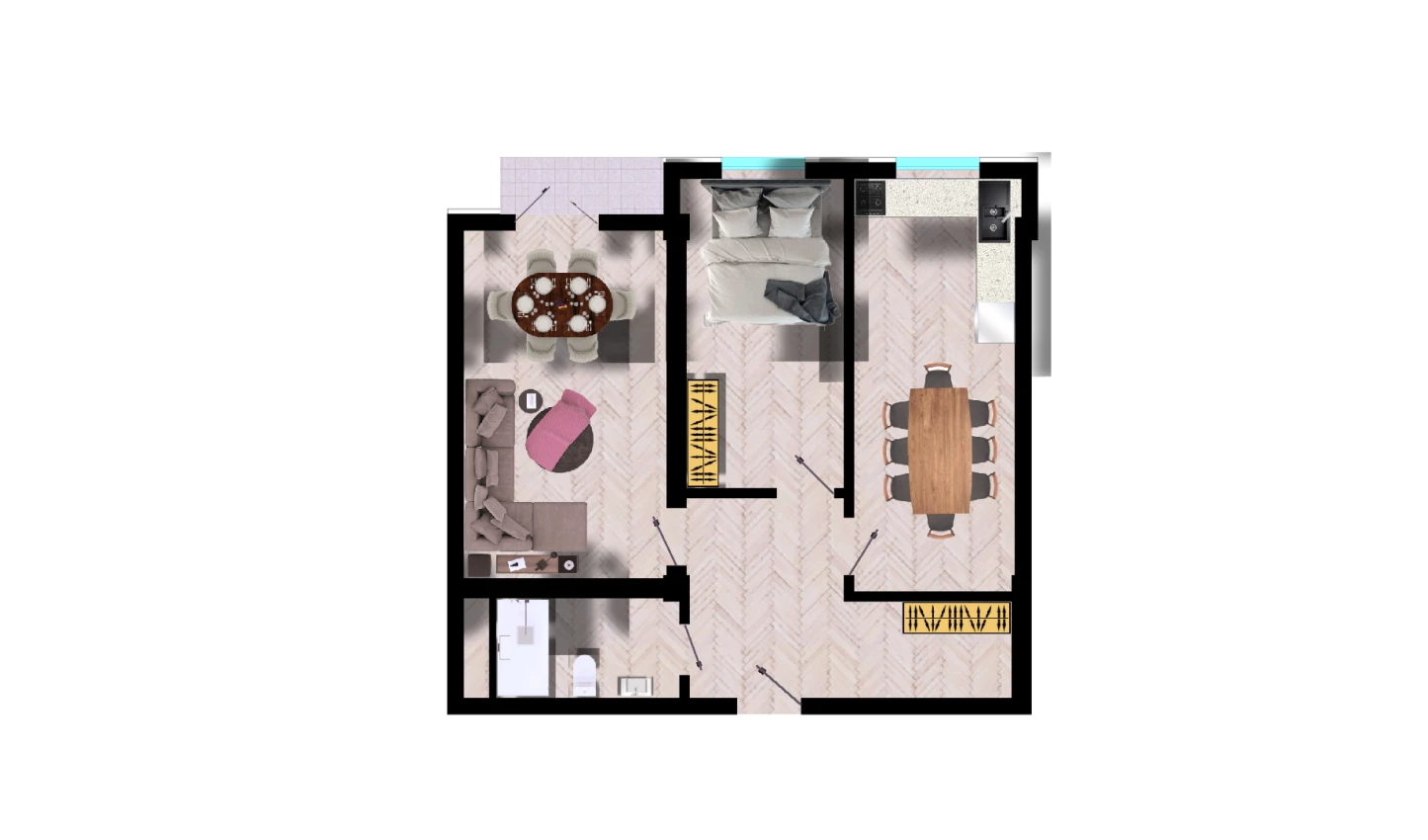 2-комнатная квартира 63.6 м²  3/3 этаж