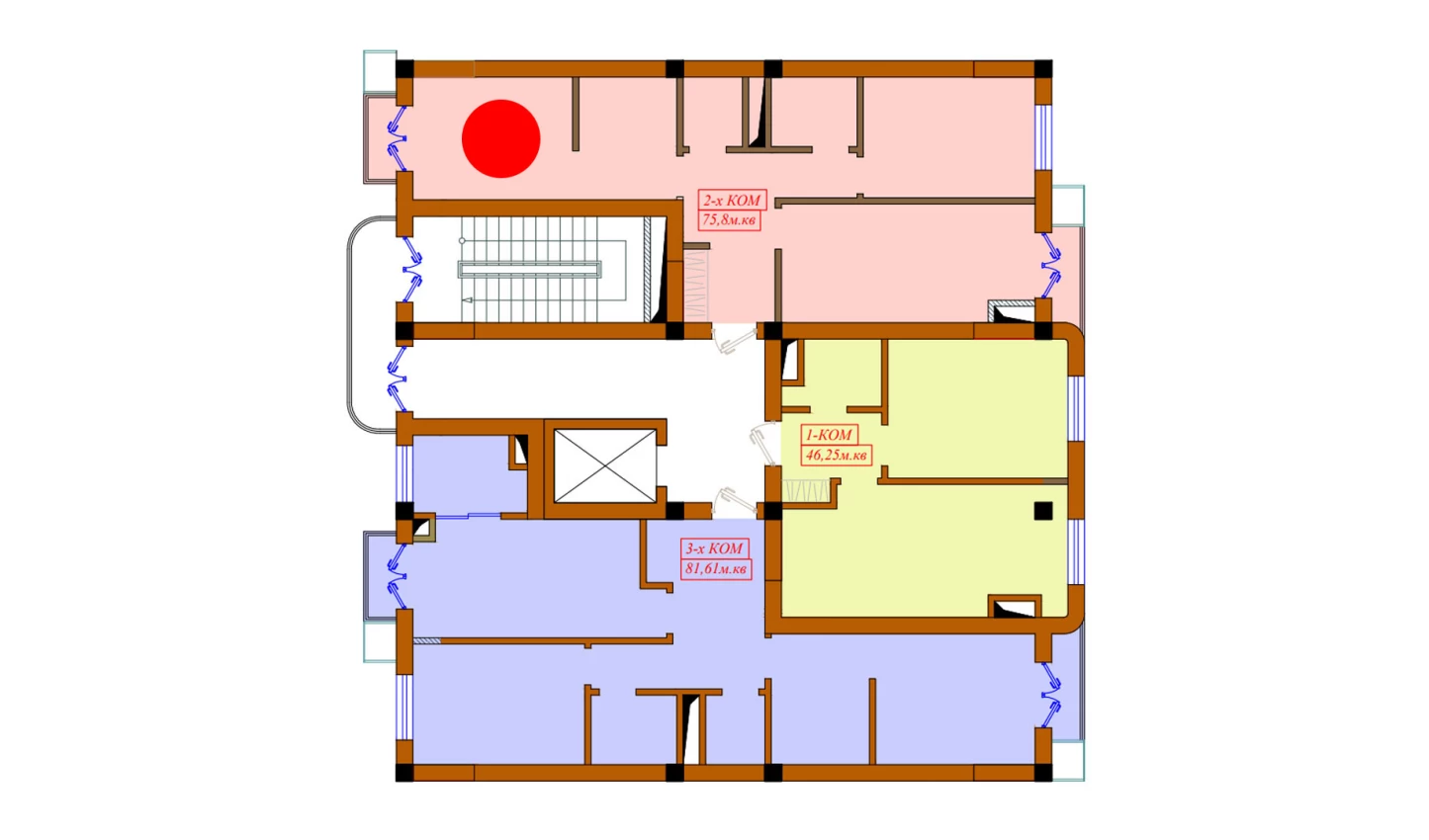 2-комнатная квартира 75.8 м²  2/2 этаж