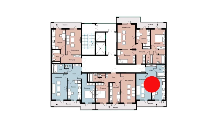 1-xonali xonadon 38.6 m²  5/16 qavat | SOKIN DIYOR Turar-joy majmuasi