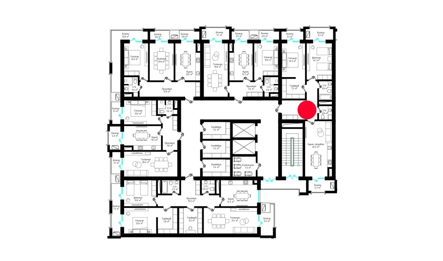 2-xonali xonadon 89.1 m²  3/3 qavat