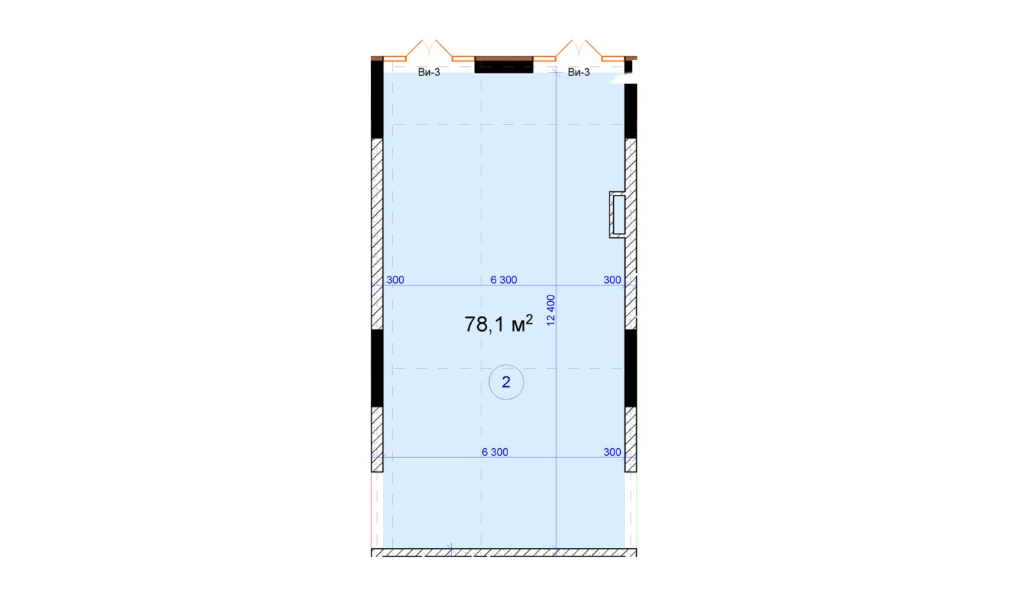 1-комнатная квартира 78.1 м²  1/1 этаж