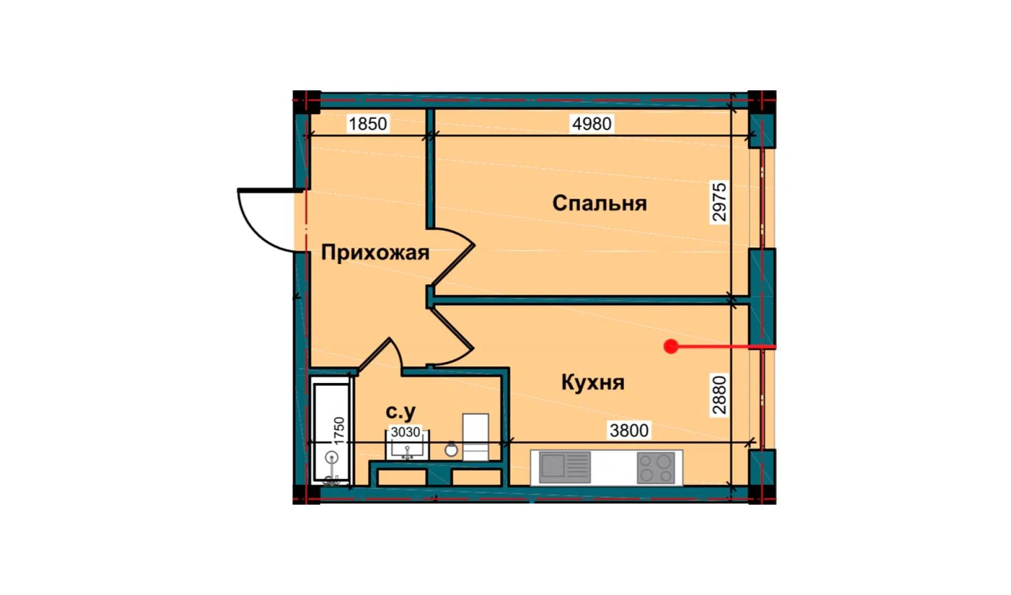 1-xonali xonadon 41.5 m²  10/10 qavat