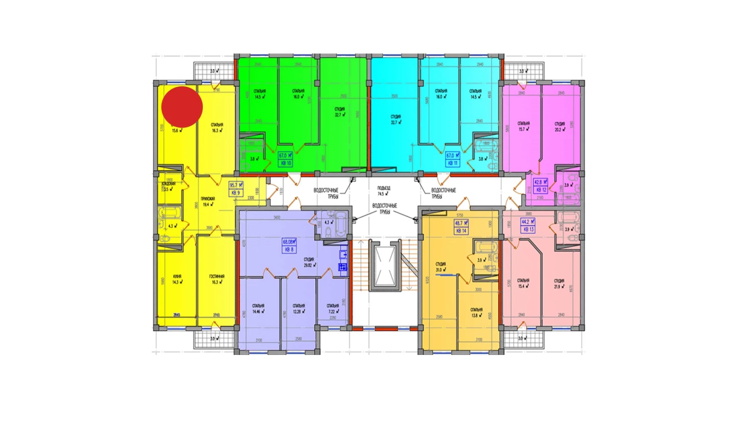 4-комнатная квартира 95.7 м²  2/2 этаж