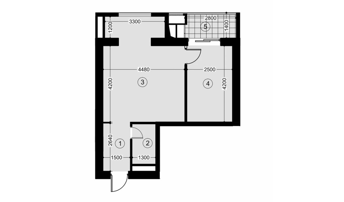 2-xonali xonadon 44.7 m²  7/7 qavat