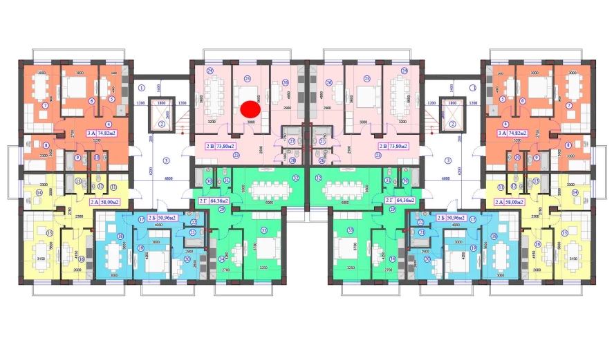 2-комнатная квартира 73.8 м²  0/0 этаж