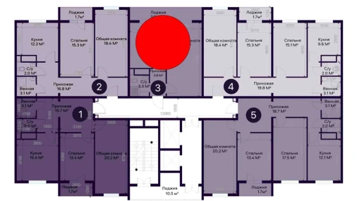 3-xonali xonadon 74.2 m²  9/12 qavat | YAQINLAR Turar-joy majmuasi