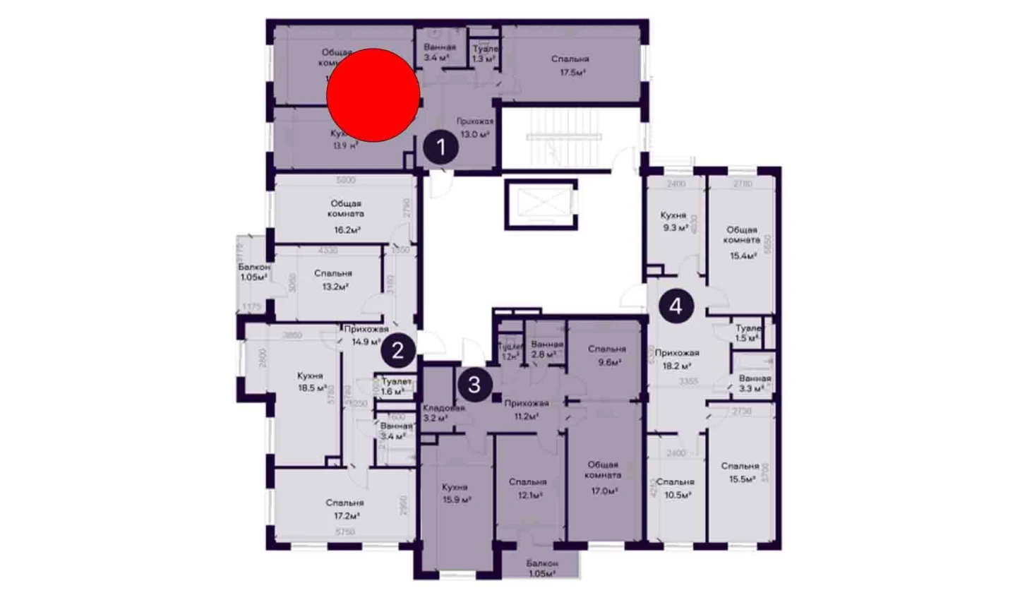 2-комнатная квартира 67.4 м²  2/2 этаж