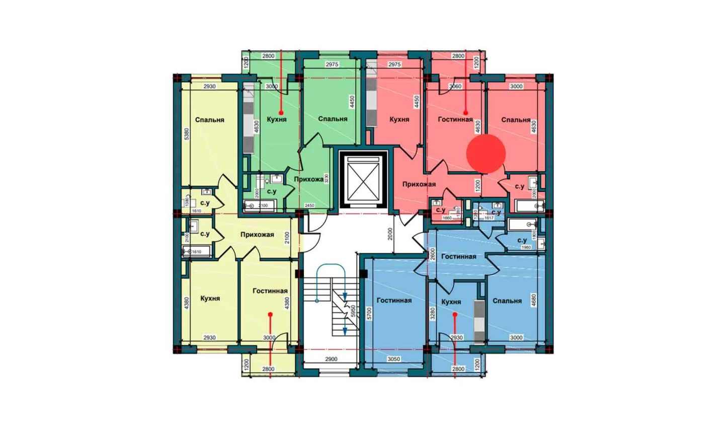 2-комнатная квартира 62.5 м²  6/6 этаж