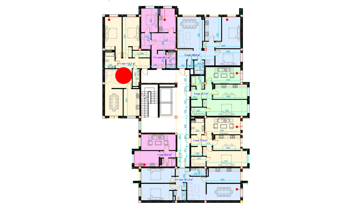 4-комнатная квартира 113.7 м²  4/4 этаж