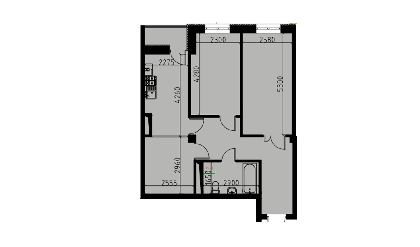 2-комнатная квартира 60.35 м²  6/6 этаж