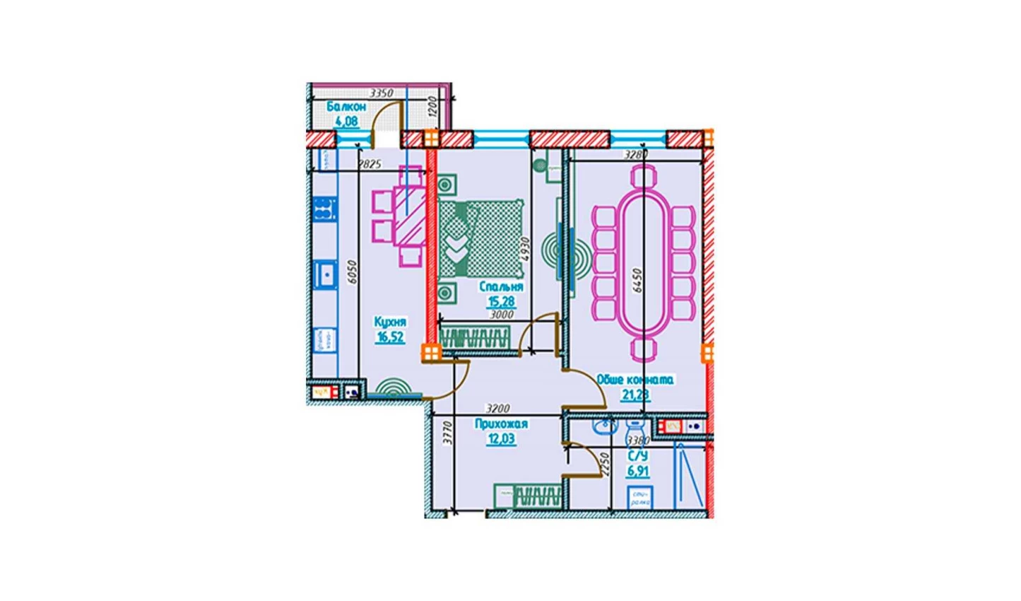 2-xonali xonadon 72.02 m²  4/4 qavat