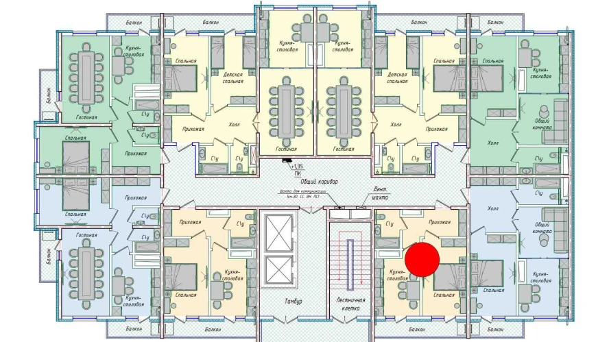 1-комнатная квартира 35.73 м²  12/12 этаж