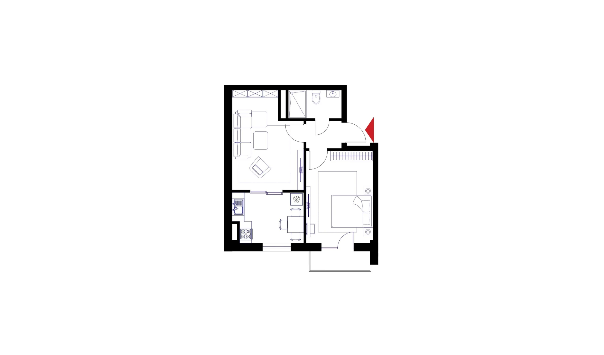 2-комнатная квартира 47.8 м²  3/3 этаж