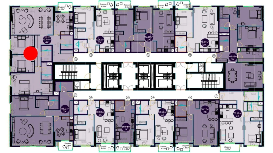 4-комнатная квартира 153.4 м²  9/9 этаж