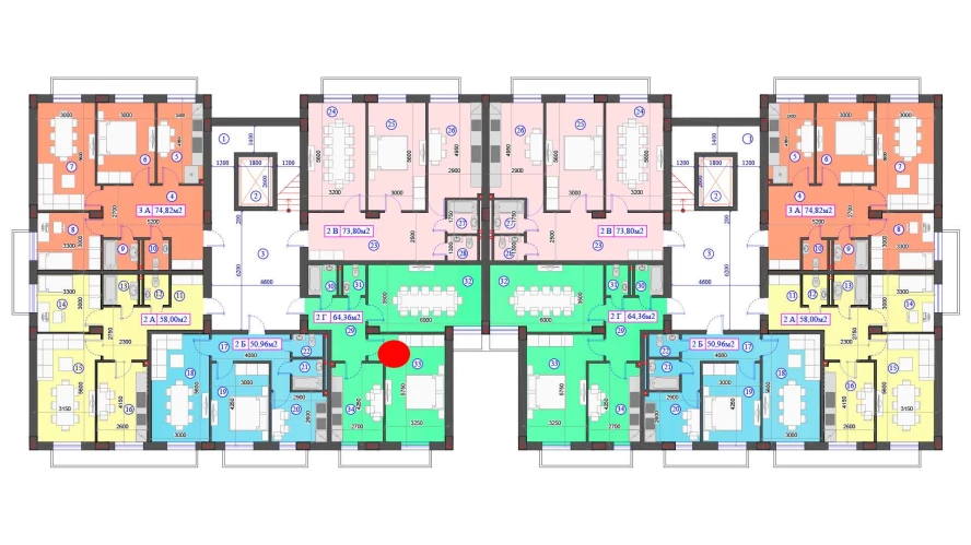 2-комнатная квартира 64.36 м²  0/0 этаж