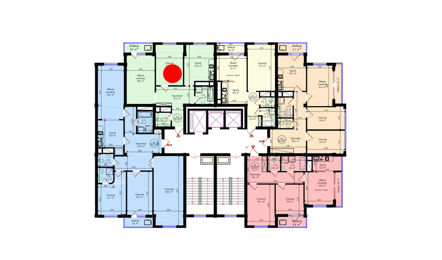 2-комнатная квартира 74.1 м²  22/22 этаж