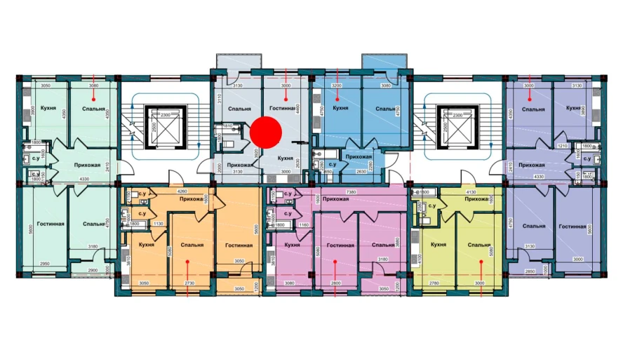 2-комнатная квартира 46.6 м²  7/7 этаж