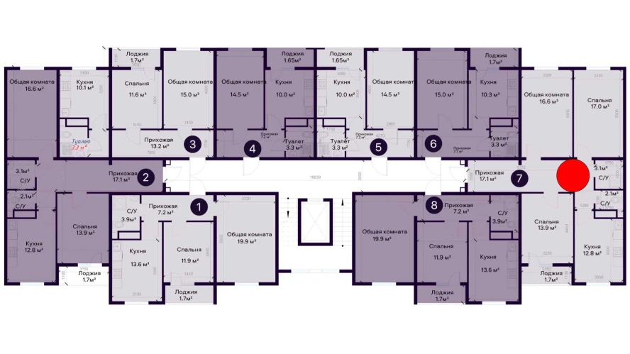 3-комнатная квартира 84.3 м²  2/2 этаж