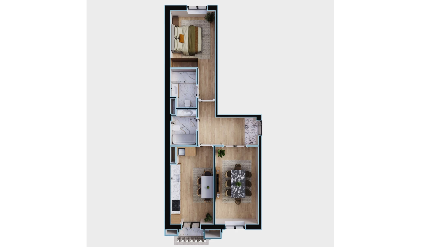 2-комнатная квартира 62.66 м²  4/4 этаж