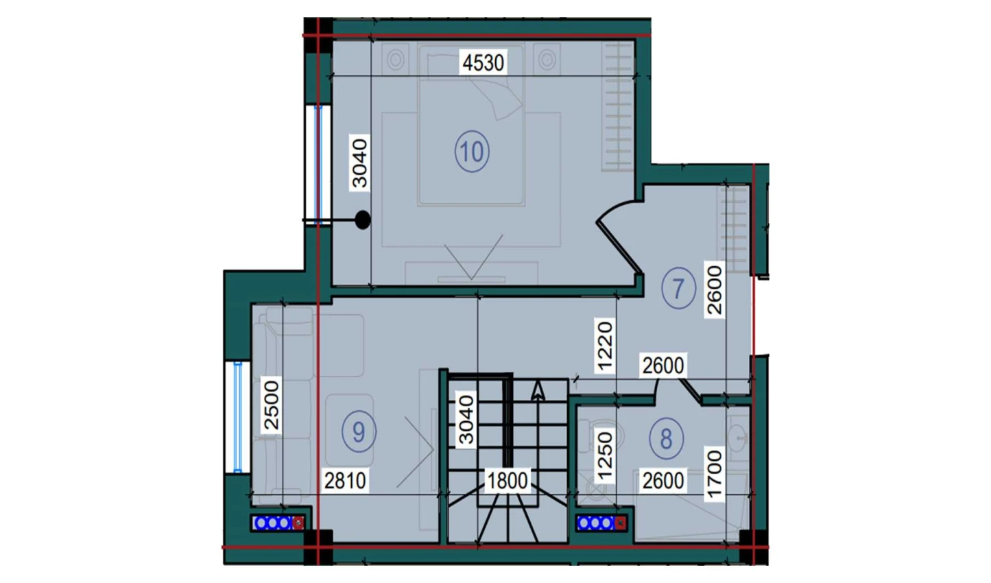 1-xonali xonadon 83.8 m²  7/7 qavat | Bristol Turar-joy majmuasi