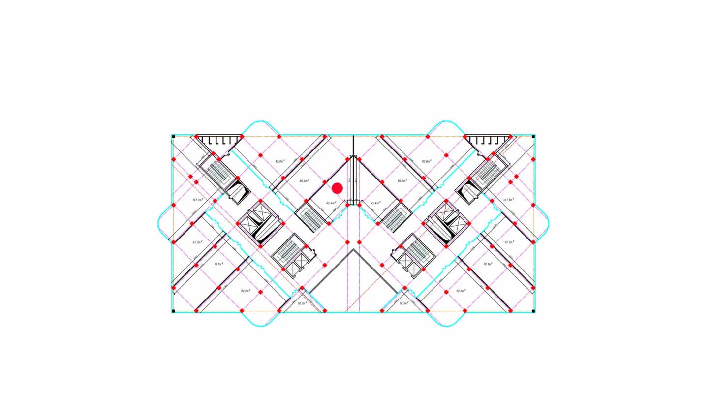 1-xonali xonadon 45.4 m²  2/2 qavat