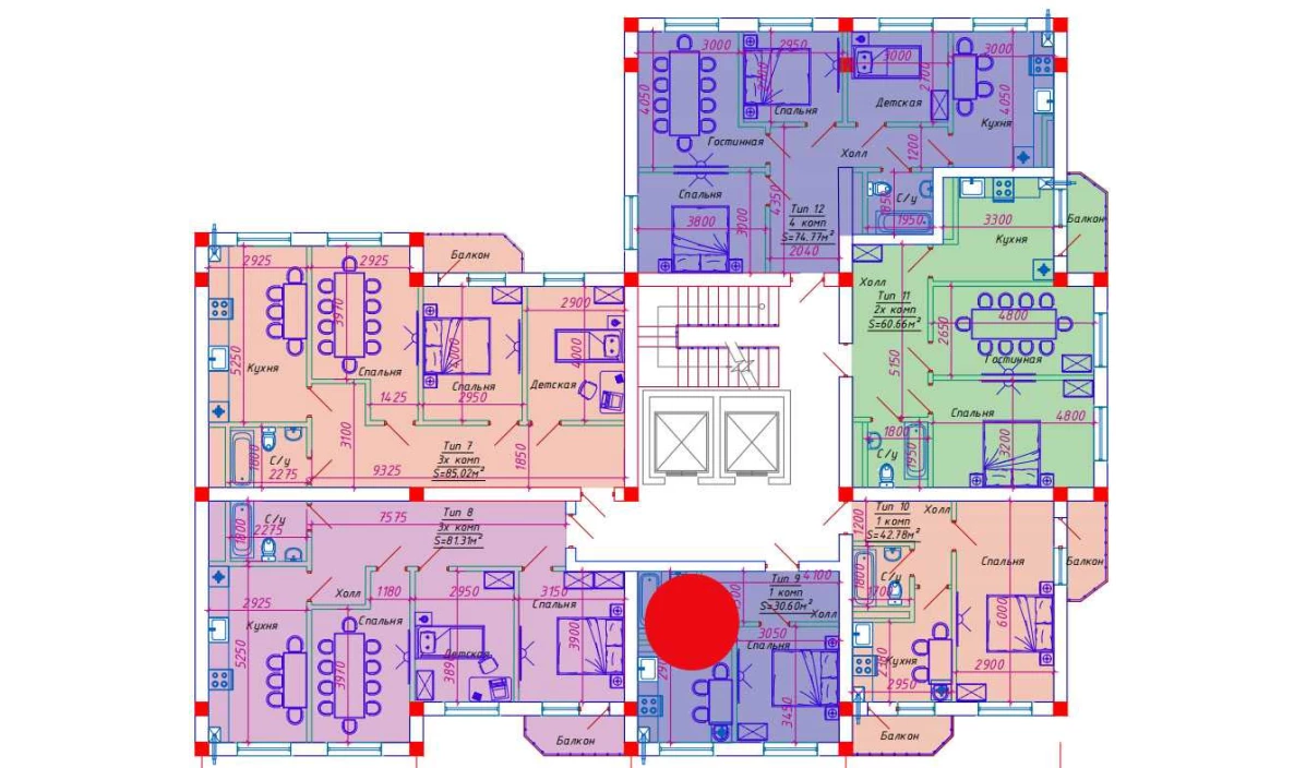 1-комнатная квартира 30.6 м²  9/9 этаж