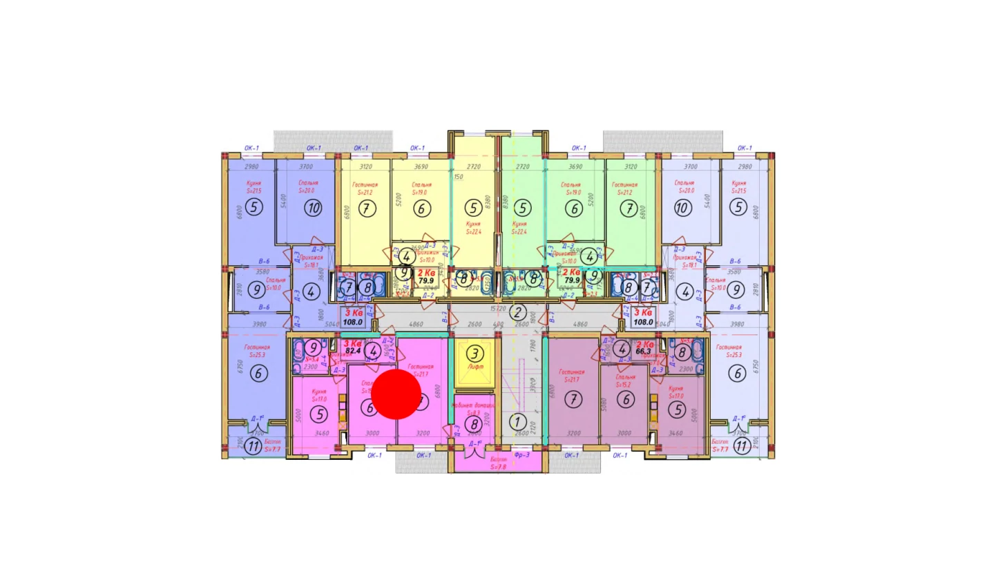 3-комнатная квартира 76.7 м²  7/7 этаж