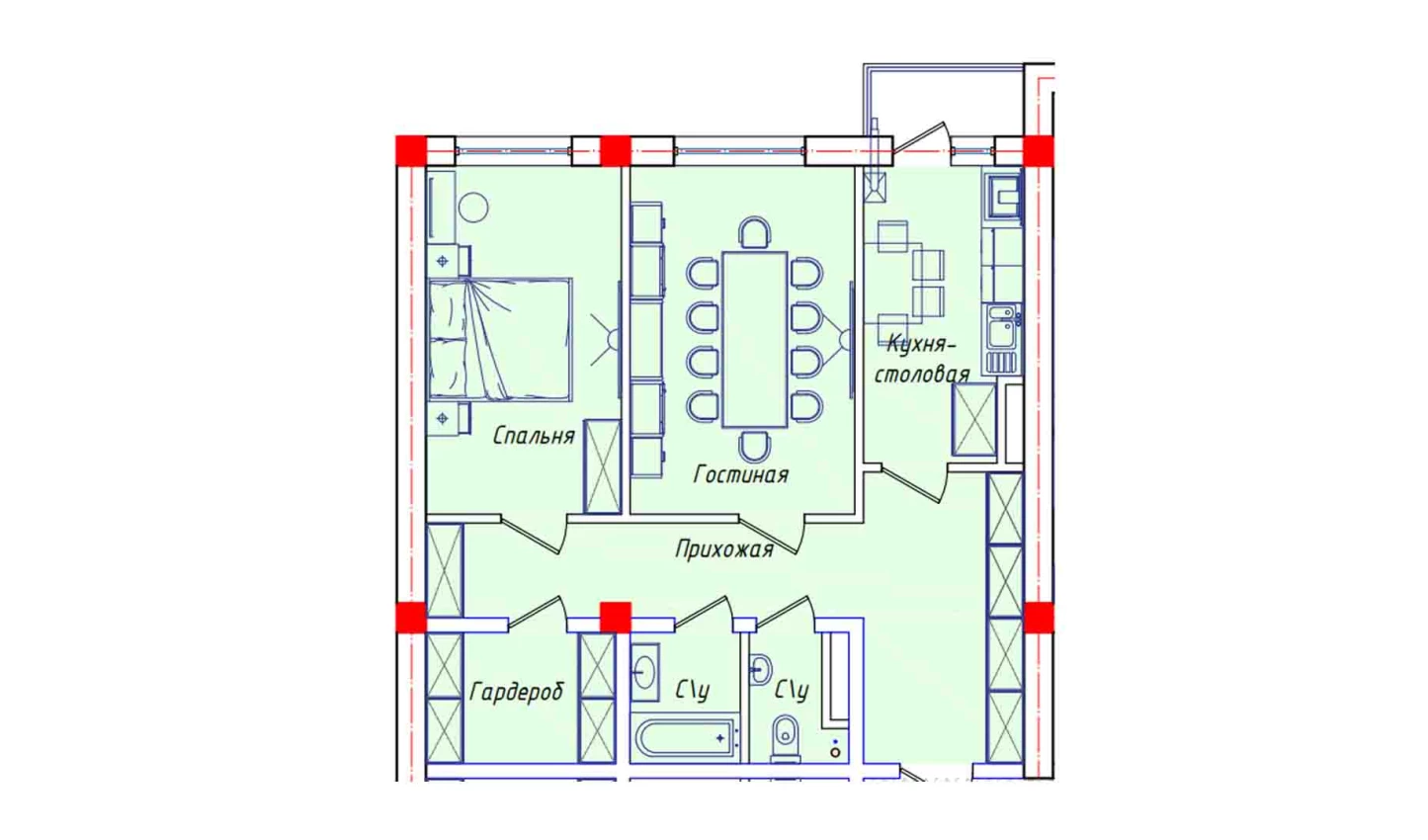 3-комнатная квартира 67.2 м²  3/3 этаж