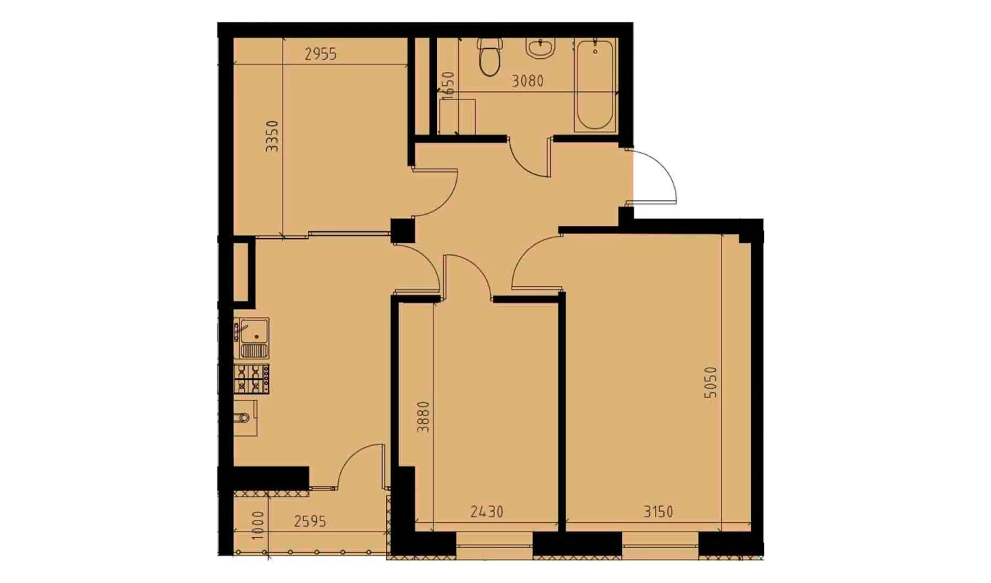 2-комнатная квартира 60.04 м²  9/9 этаж