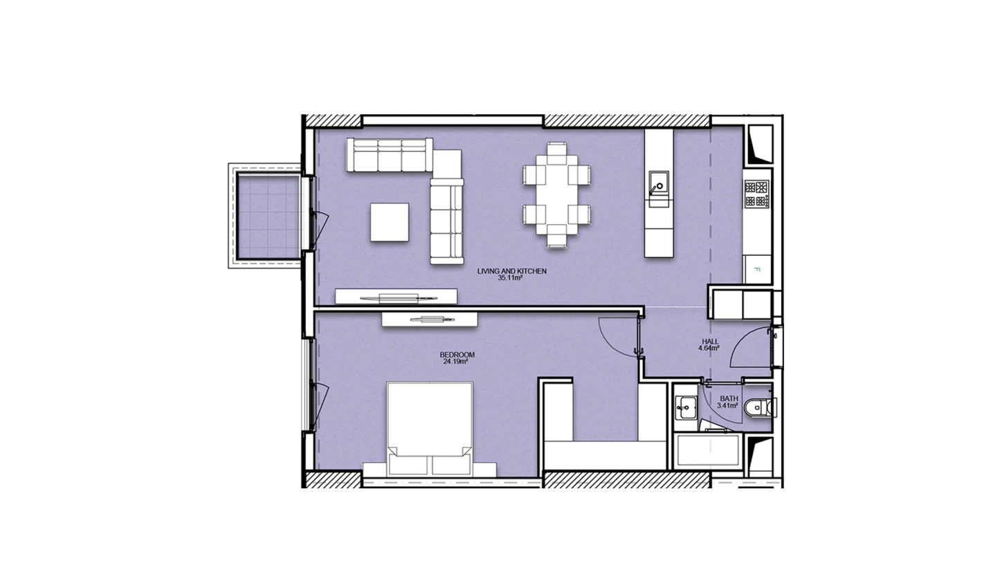 2-комнатная квартира 71.36 м²  9/9 этаж