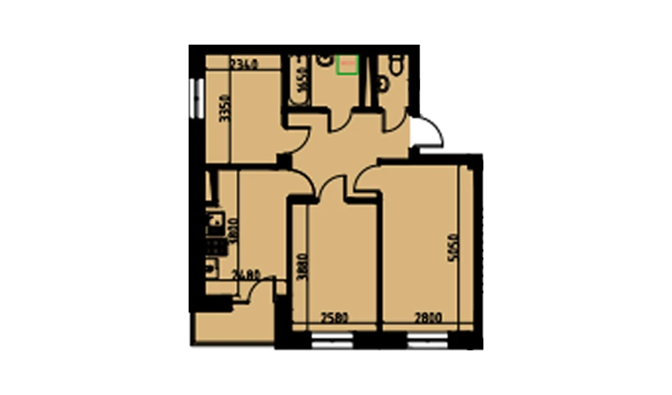 2-комнатная квартира 53.27 м²  3/3 этаж