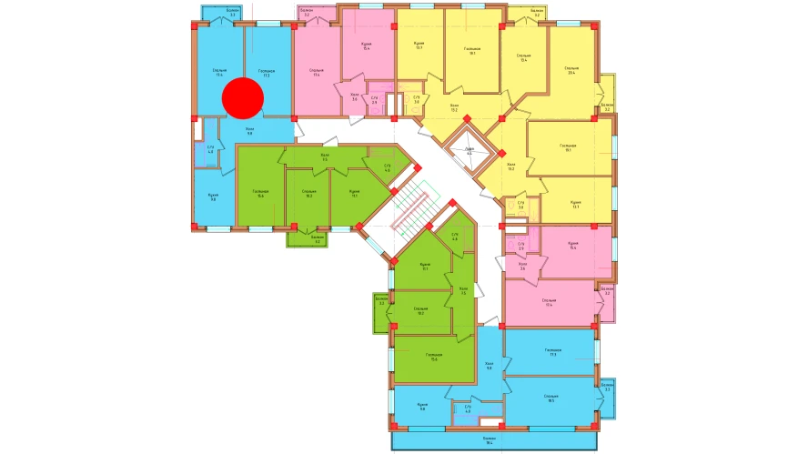 2-комнатная квартира 59.4 м²  6/6 этаж