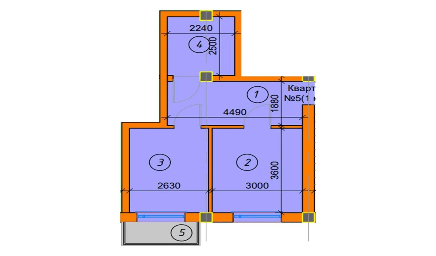 1-xonali xonadon 34.2 m²  2/2 qavat