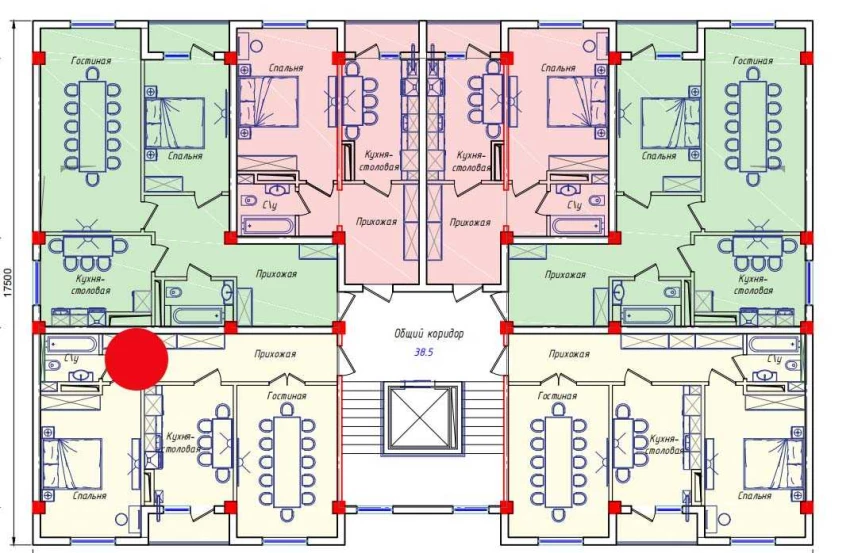 2-комнатная квартира 62.14 м²  3/3 этаж