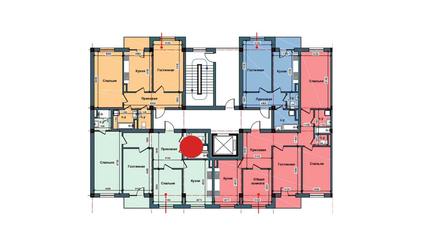 3-комнатная квартира 98.4 м²  8/8 этаж